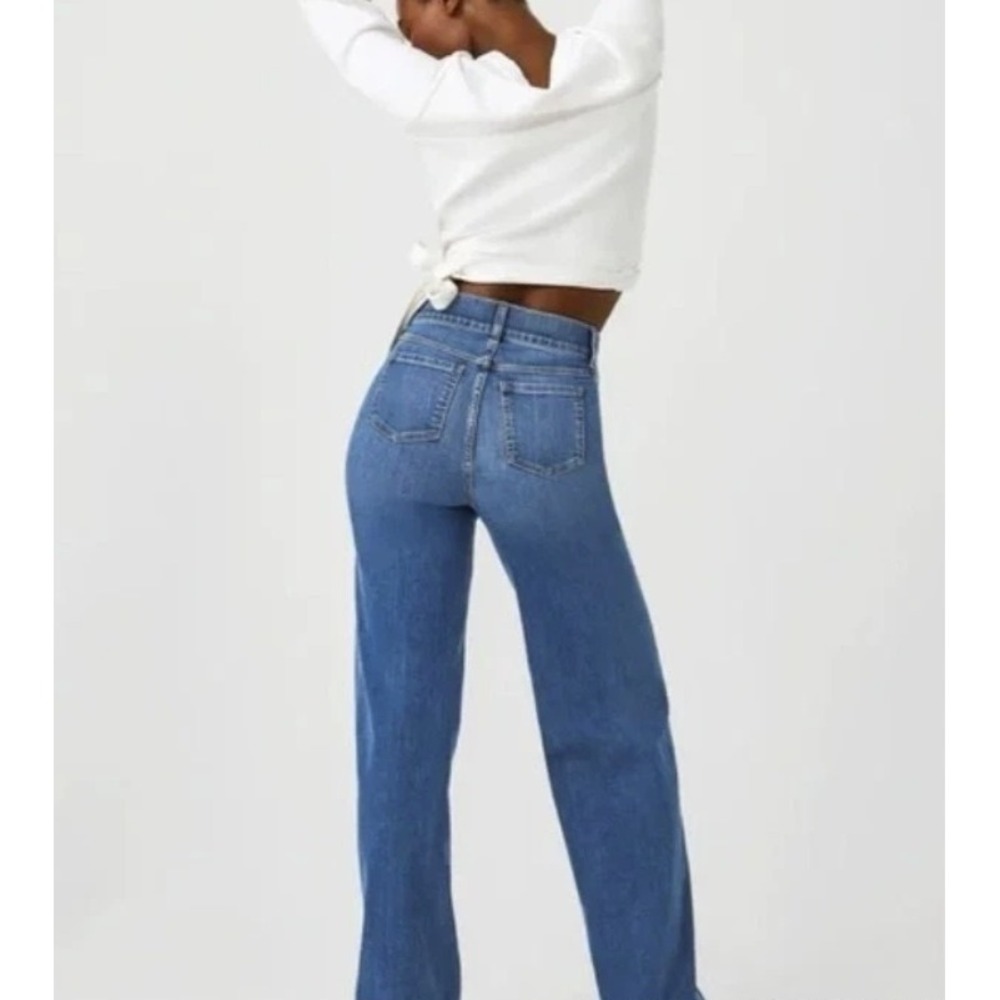 SPANX Seamed Front Wide Leg Jeans Size XL Vintage Indigo Pull-on Comfy - Picture 2 of 11